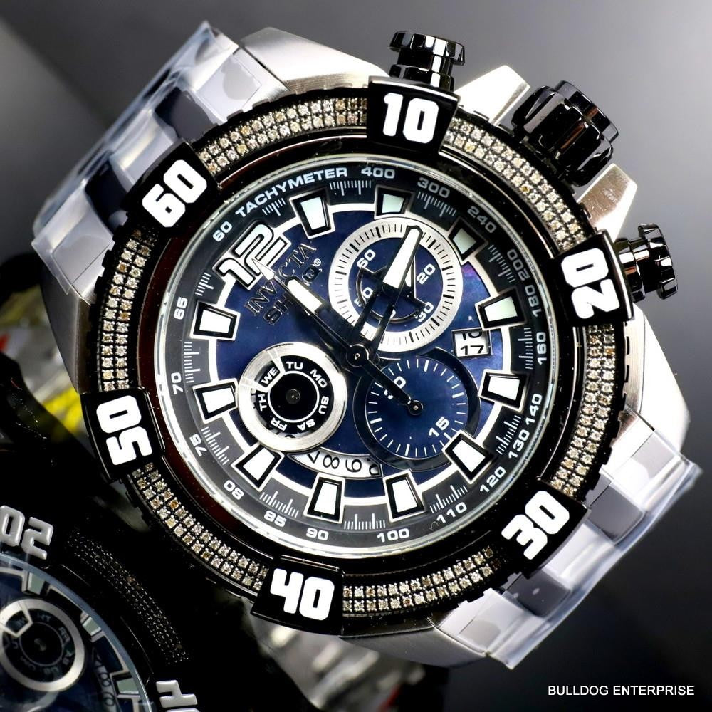 Invicta Shaq Grand Octane .75 CTW Diamond Black MOP Swiss 63mm Steel Watch New
