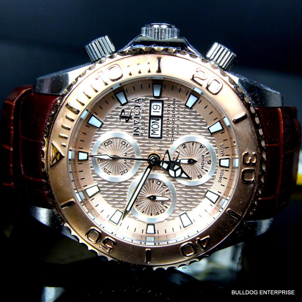 Invicta Reserve Pro Diver Swiss Made Automatic Sellita SW500 Brown Leather New