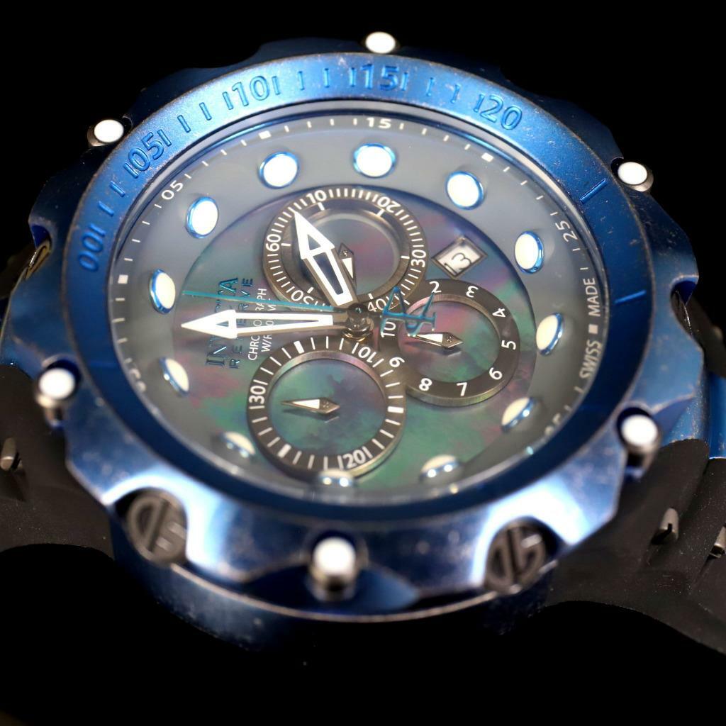 Invicta Reserve Venom Gen II Swiss Made Blue Distressed Black MOP 52mm Watch New