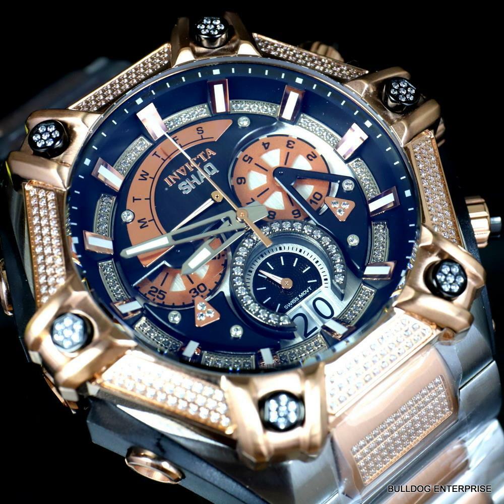 Invicta Shaq Bolt 1.4CTW Diamond Steel Swiss Mvt Rose Gold 2 Tone Watch 60mm New