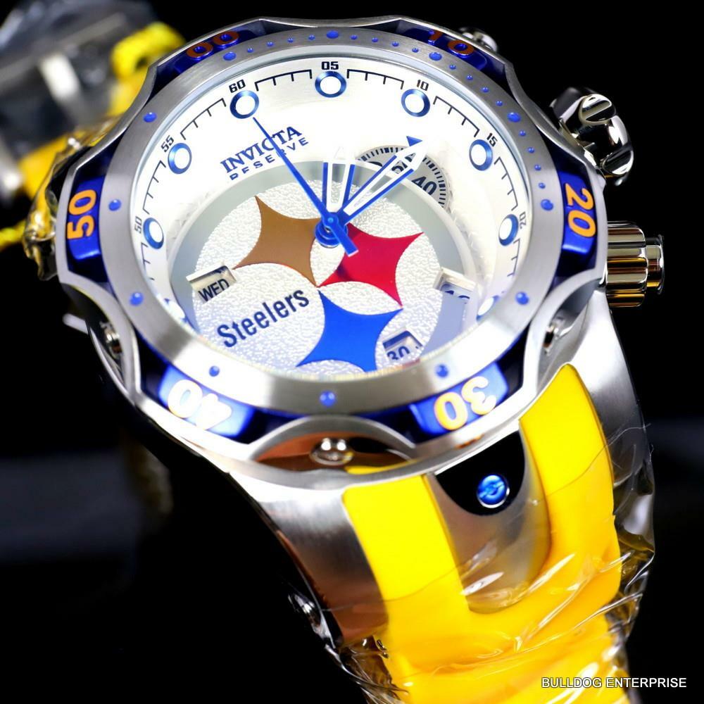 Invicta NFL Pittsburgh Steelers Venom Gen III 52mm Swiss Chronograph Watch New