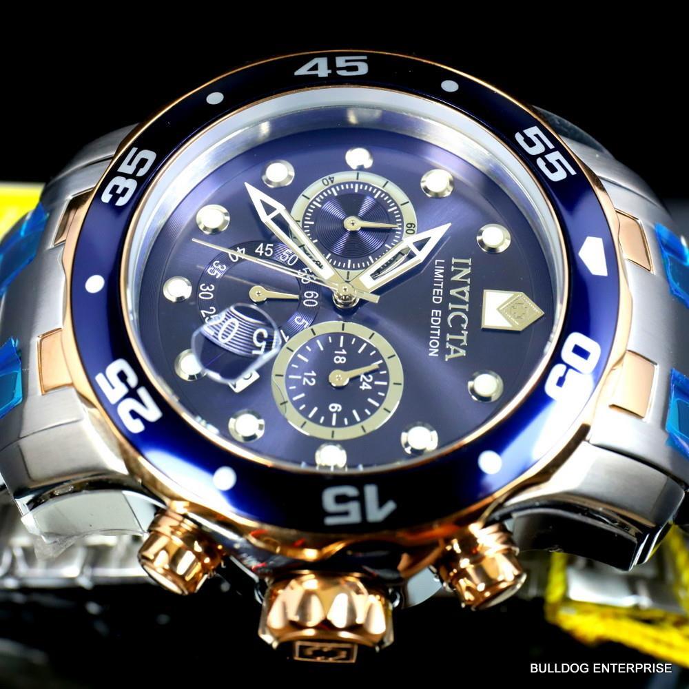 Invicta Pro Diver Scuba Limited Edition Chronograph 48mm Steel Blue Watch New
