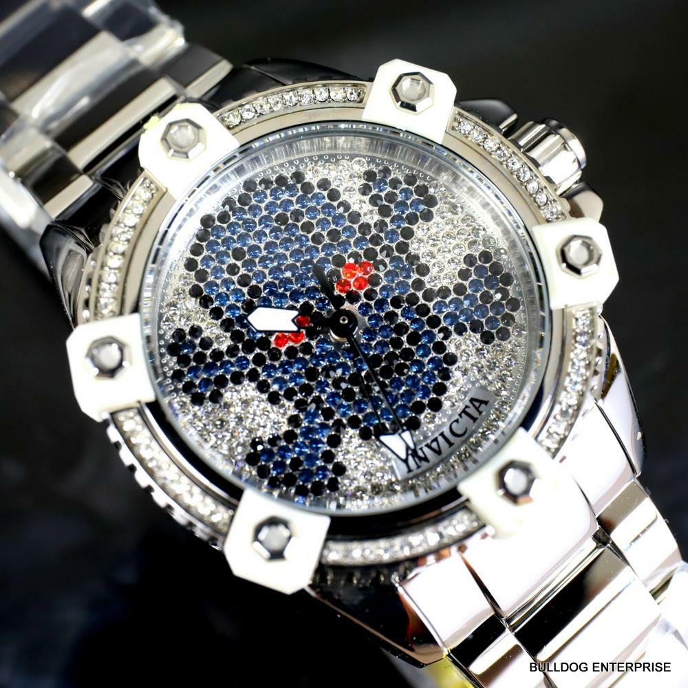 Womens Invicta Octane Skull Sparkling Crystal Stainless Steel 38mm Watch New
