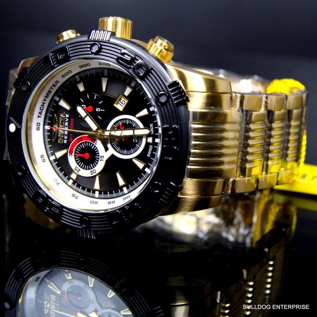 Invicta Reserve Ocean Speedway Gen II Swiss Gold Plated Steel Black Watch New