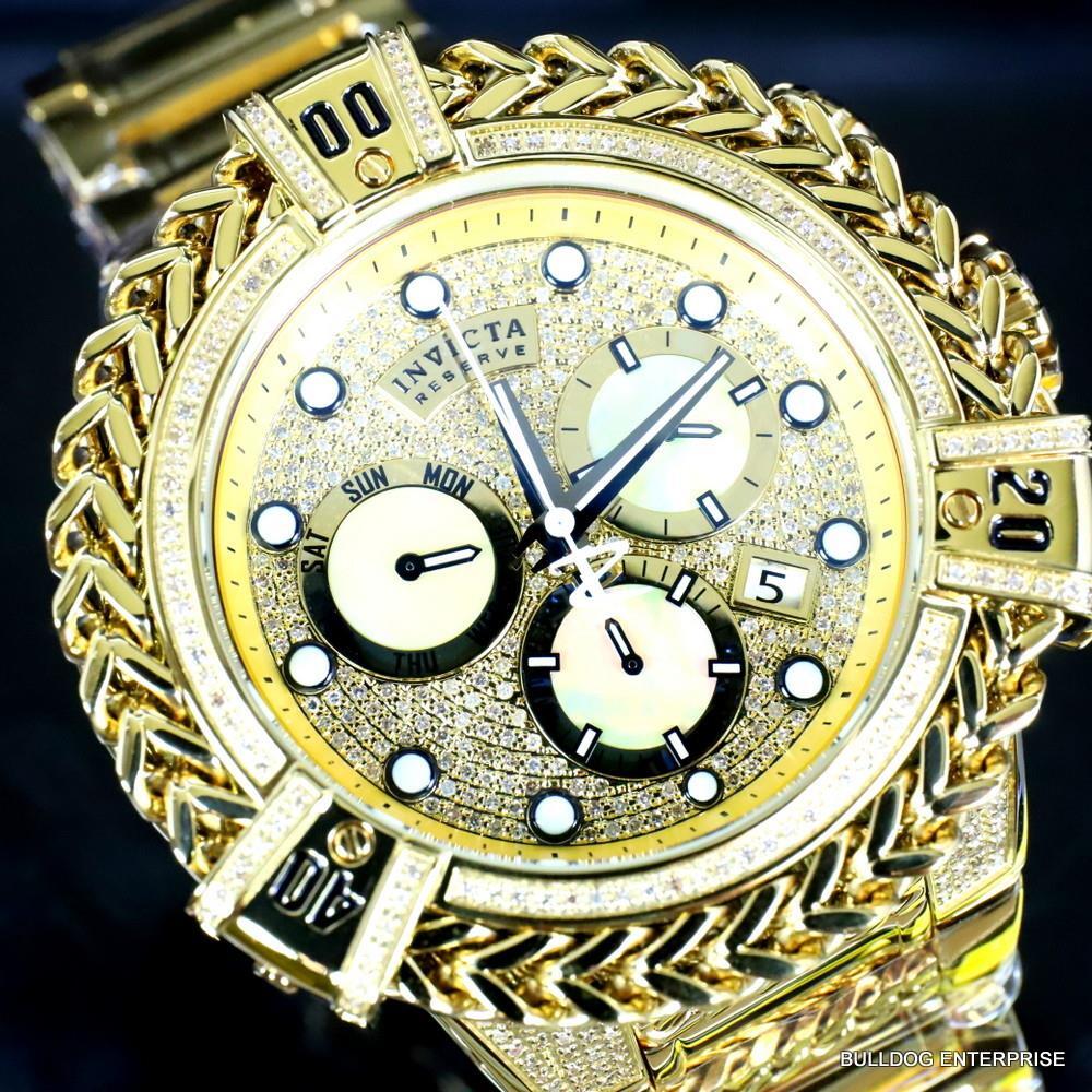 Invicta Reserve Bolt Hercules 2.26 CTW Diamond Gold Plated Steel Swiss Watch New