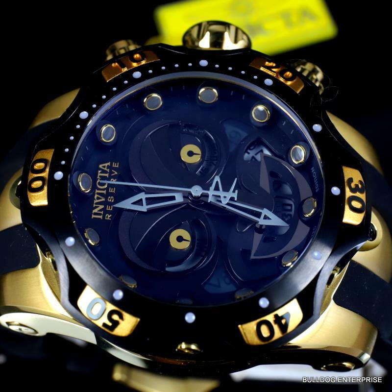 Invicta Reserve Venom DC Comics Joker Gold Plated Black 52mm Swiss Mvt Watch New
