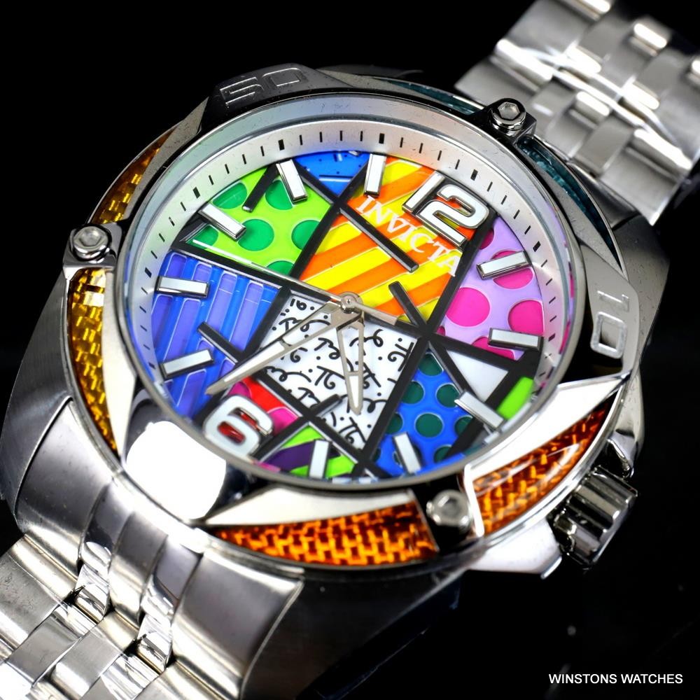 Invicta Romero Britto Limited Edition Stainless Steel Modern Art 50mm Watch New