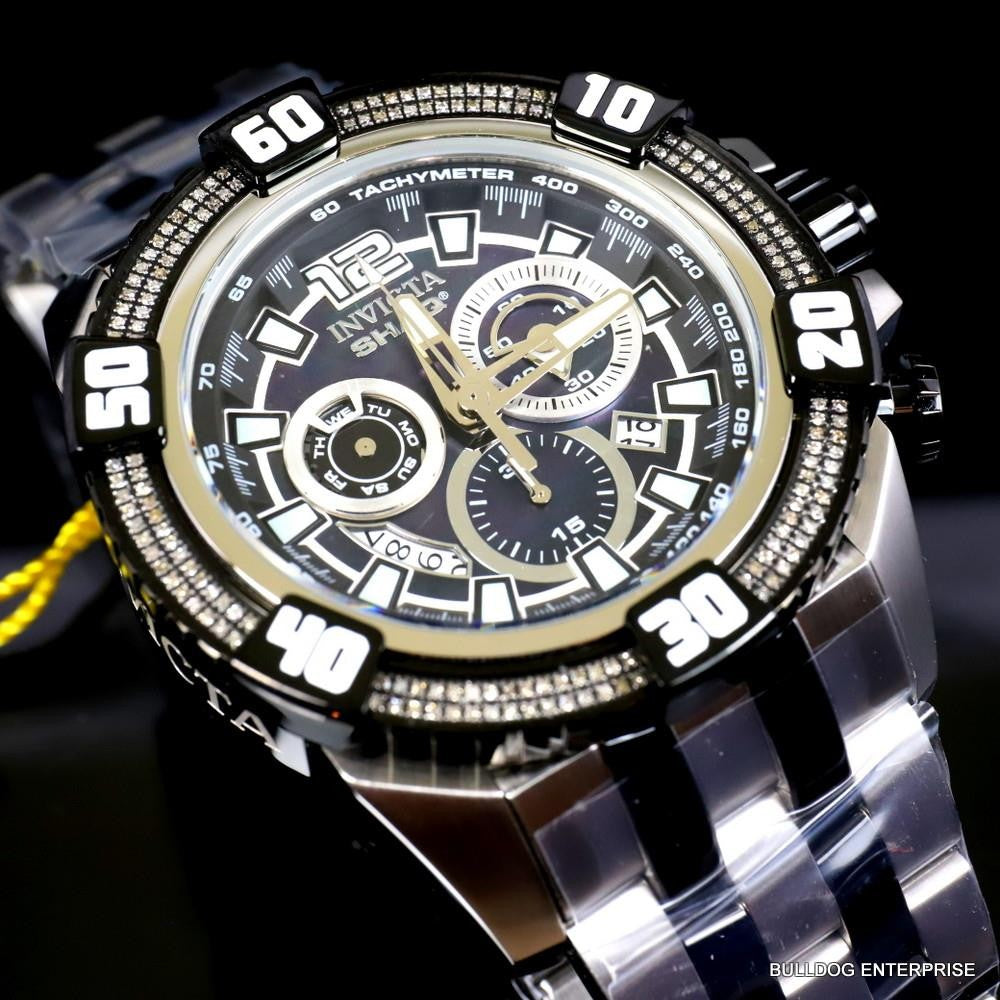 Invicta Shaq Grand Octane .75 CTW Diamond Black MOP Swiss 63mm Steel Watch New