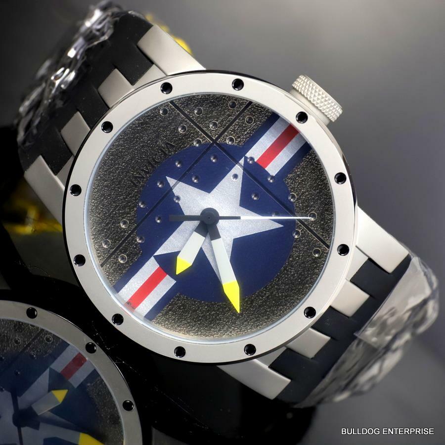 Invicta DNA Bomber Fighter Plane 46mm Gray Black Silicone Titanium Watch New