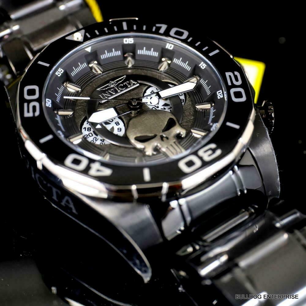 Invicta Marvel Punisher Chronograph Limited Black Stainless Steel 48mm Watch New