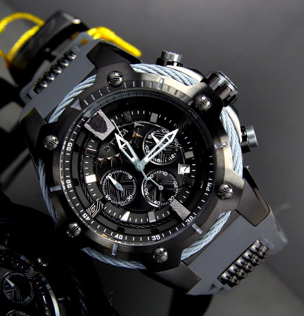 Invicta Marvel Black Panther 52mm Limited Ed Bolt Chronograph Rubber Watch New