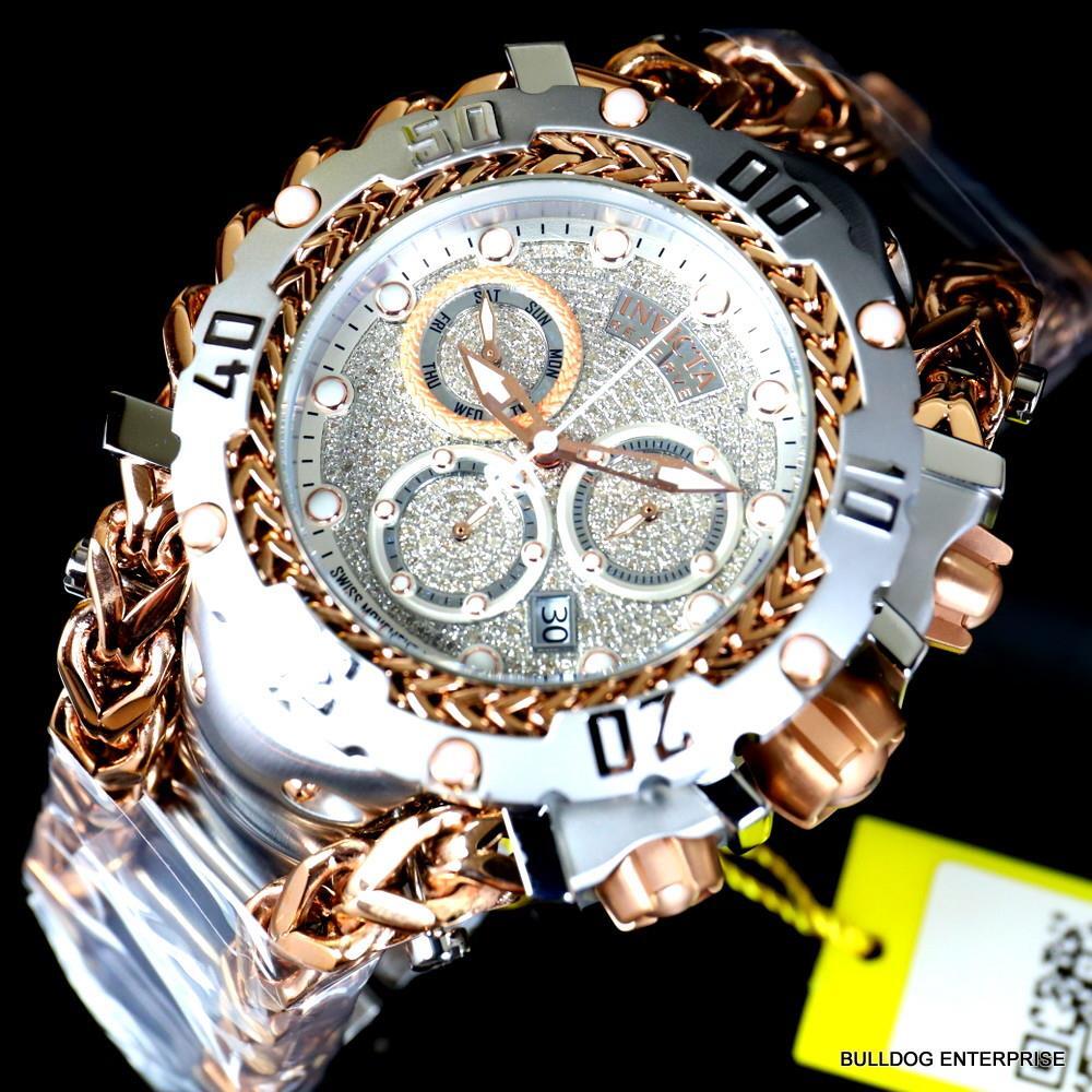 Invicta Reserve Gladiator 1.17CTW Diamond 2 Tone Rose Steel Swiss 61mm Watch New