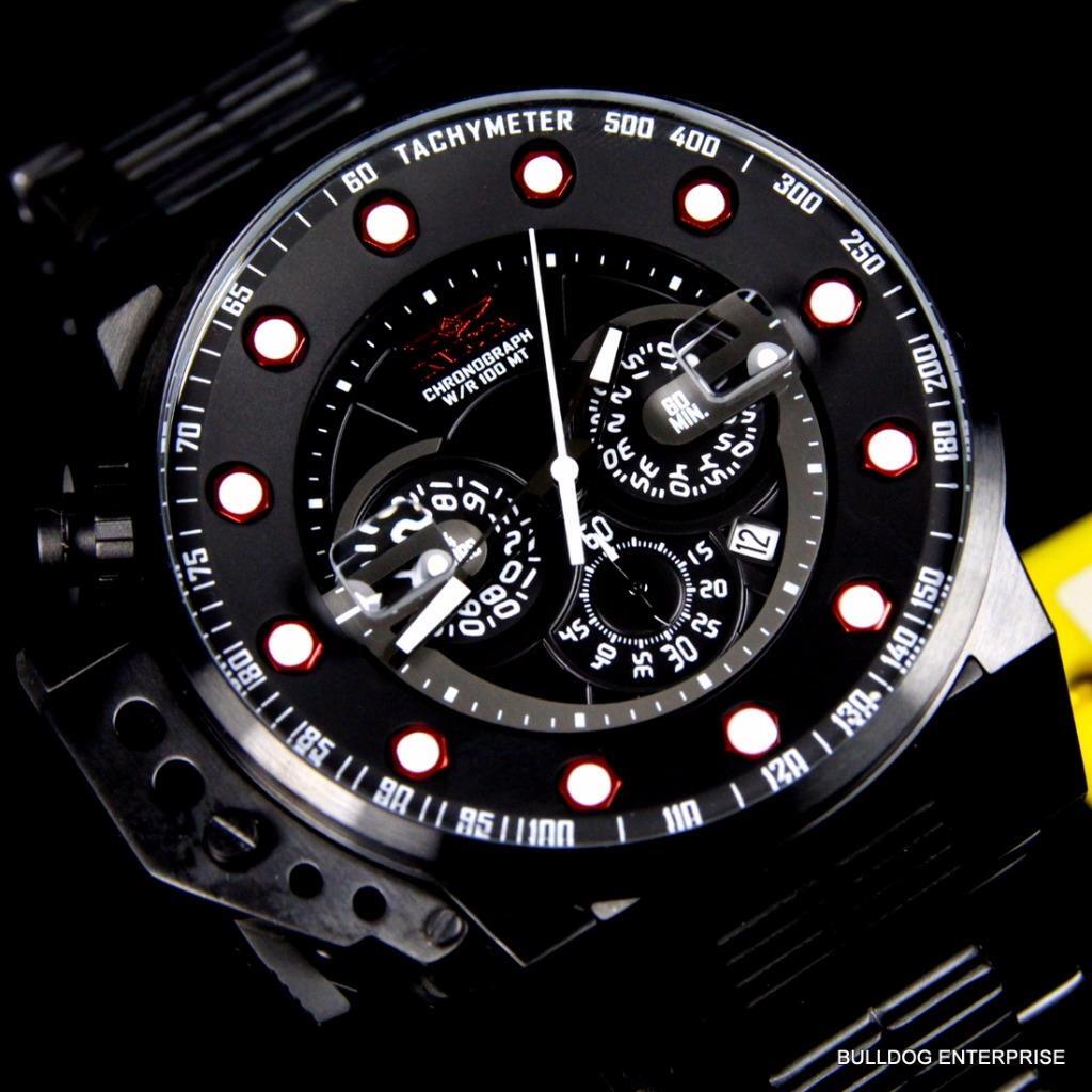 Mens Invicta I Force Bomber Chronograph Black Silicone 50mm Watch New