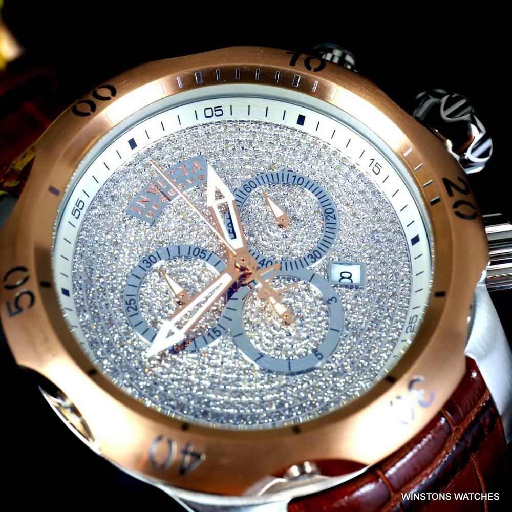 Invicta Reserve Venom Elegant 2.13 CTW Diamond Swiss Mvt Leather 52mm Watch New