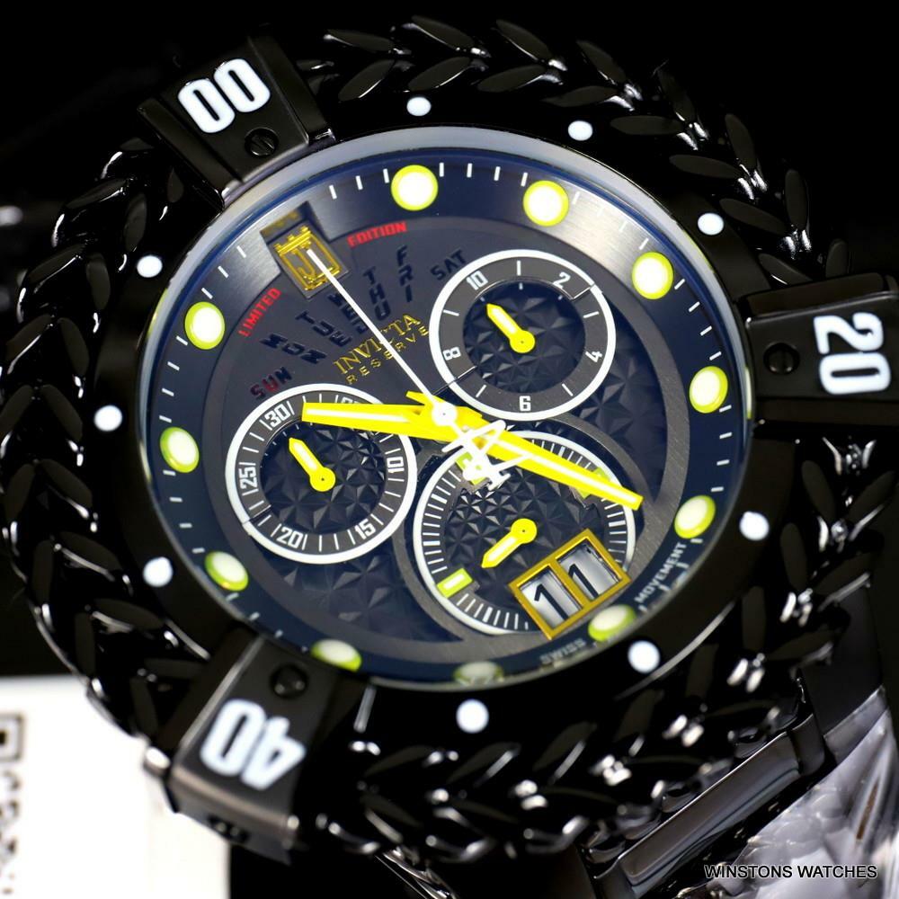 Invicta JT Hercules Bolt Reserve Black Steel Swiss Chronograph 56mm Watch New