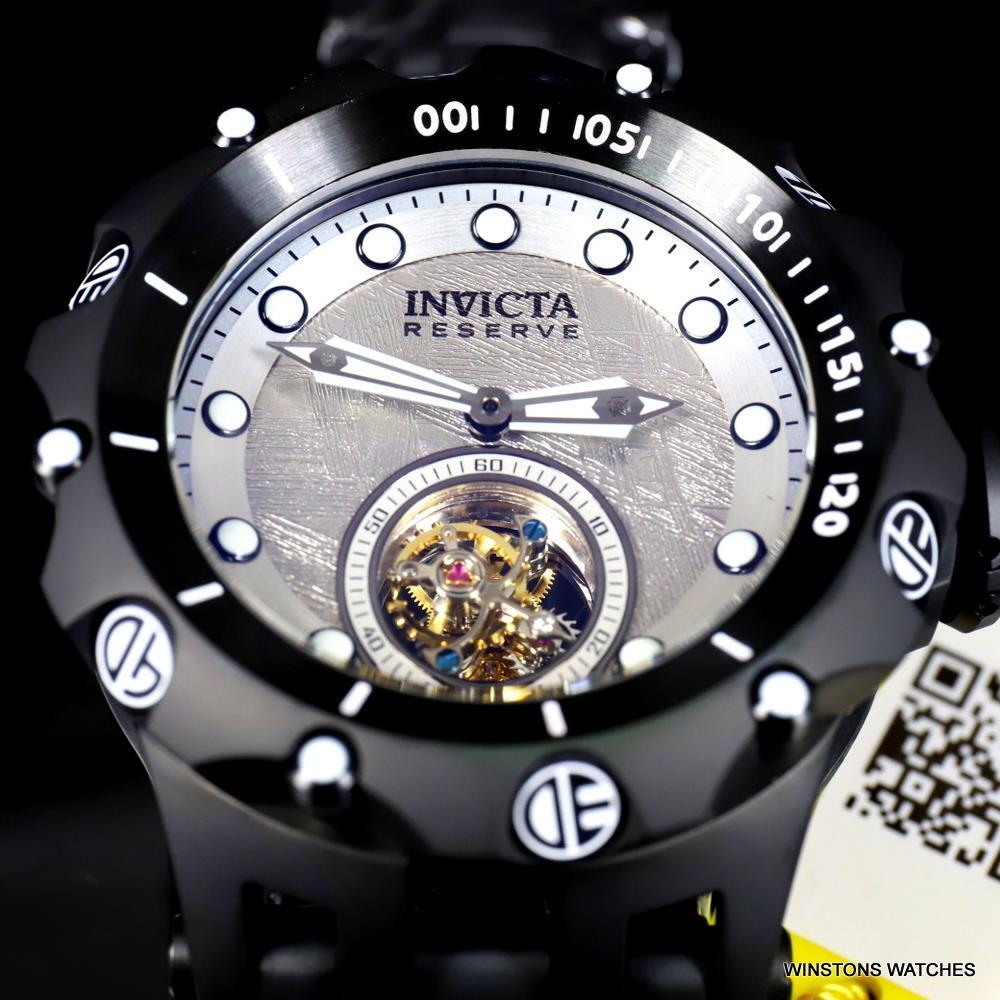 Invicta Reserve Venom Hybrid Meteorite Tourbillon Black Steel Watch 52mm New