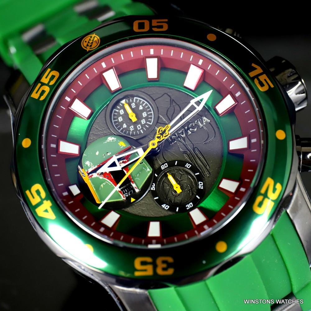 Invicta Star Wars Boba Fett Pro Diver Scuba Green 48mm Chronograph Watch New