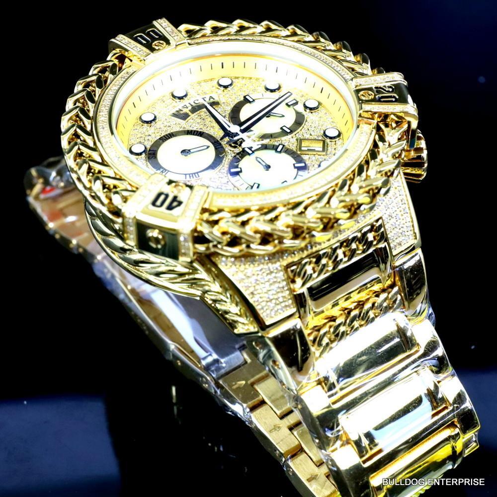 Invicta Reserve Bolt Hercules 2.26 CTW Diamond Gold Plated Steel Swiss Watch New