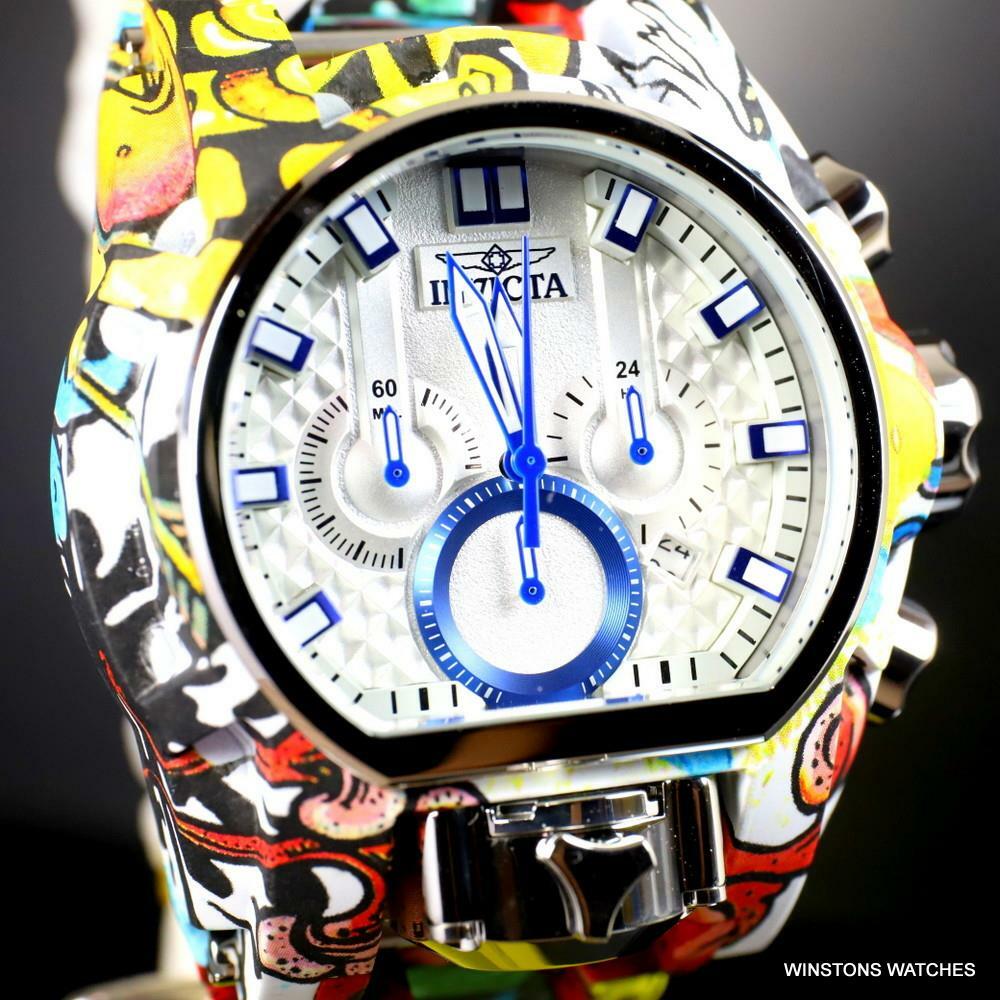 Invicta Reserve Bolt Zeus Magnum Graffiti Steel Blue Swiss Mvt Watch 52mm New