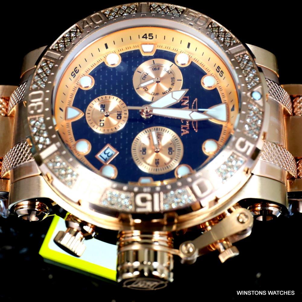 Invicta Coalition Forces .56 CTW Diamond Rose Gold Plated Chrono 52mm Watch New