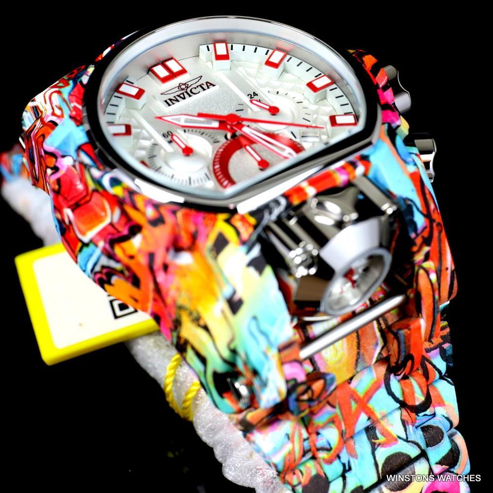 Invicta Reserve Bolt Zeus Magnum Graffiti Steel Red Swiss Mvt Watch 52mm New