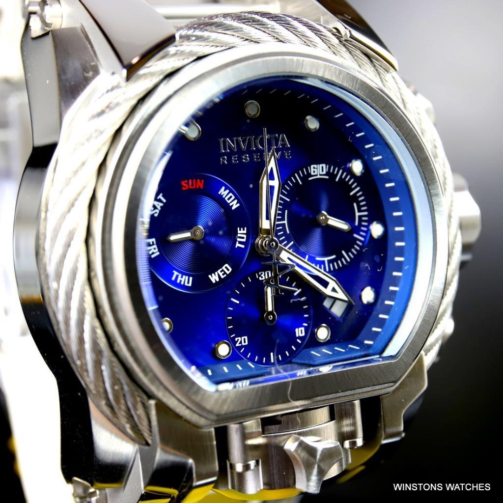 Invicta Reserve Bolt Zeus Magnum Cable Steel Blue Swiss Mvt 52mm Watch New
