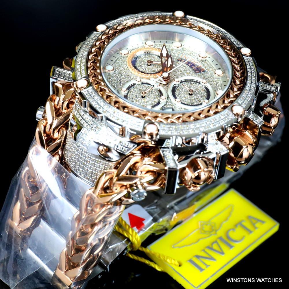 Invicta Reserve Gladiator 2.92CTW Diamond 2 Tone Rose Swiss Steel 61mm Watch New