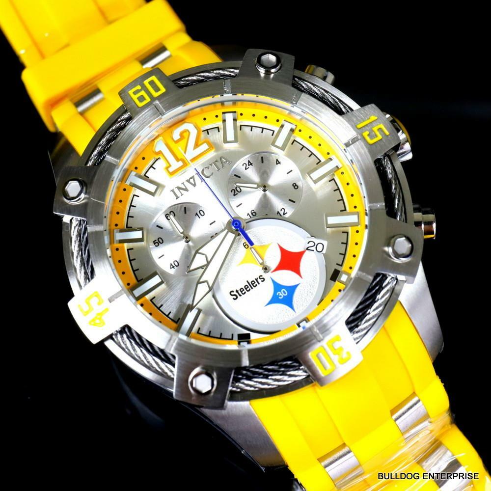 Invicta NFL Pittsburgh Steelers Bolt Pro Diver Scuba Chronograph Watch 52mm New