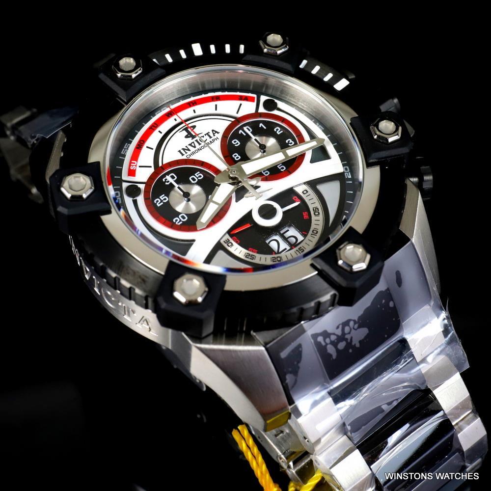 Invicta Reserve Grand Octane 63mm Steel Swiss Mvt Chronograph Black Watch New