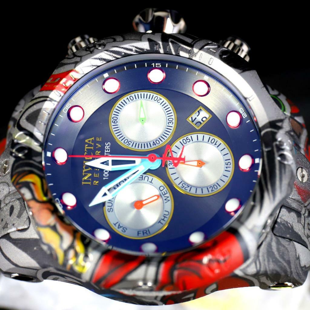 Invicta Reserve Venom Graffiti Swiss Mvt Gray Hydroplated Steel 52mm Watch New