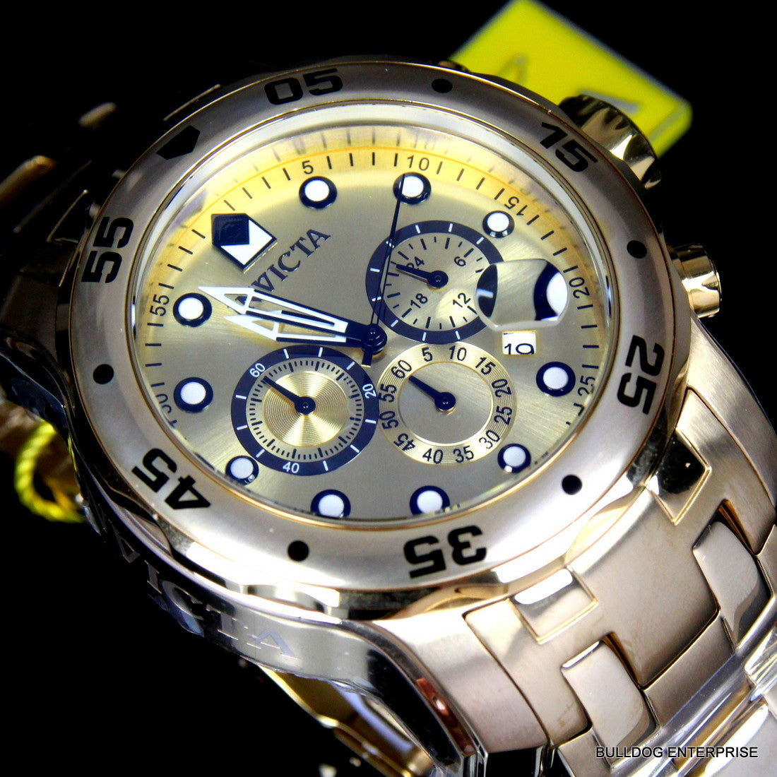 Men's Invicta Pro Diver Scuba 18kt Gold Plated Steel Chronograph 48mm Watch New