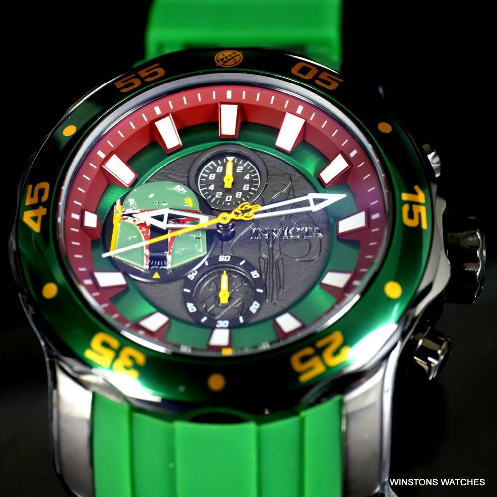 Invicta Star Wars Boba Fett Pro Diver Scuba Green 48mm Chronograph Watch New