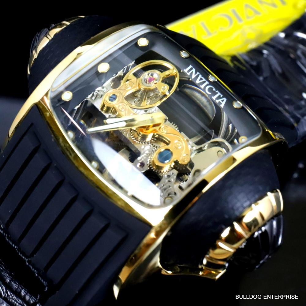 Invicta Vintage Ghost Bridge Automatic Clear Skeletonized Gold 68mm Watch New