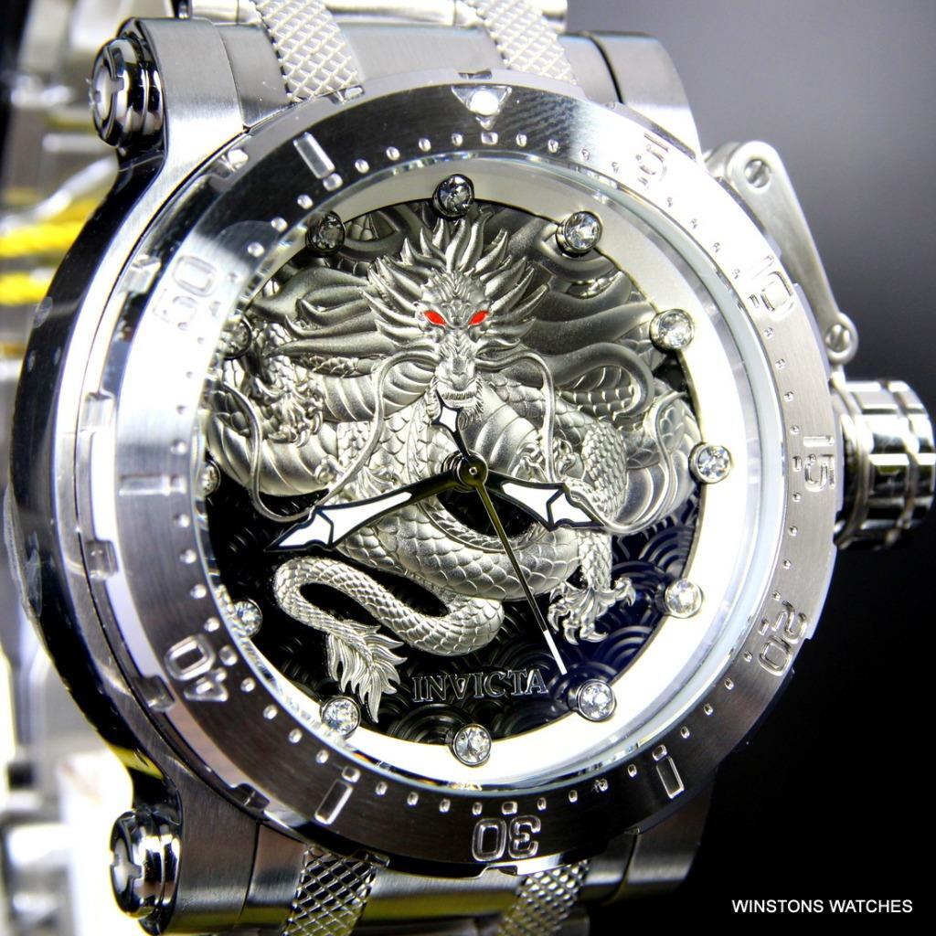 Invicta Coalition Forces Dragon Silver Tone Steel 52mm Automatic Watch New