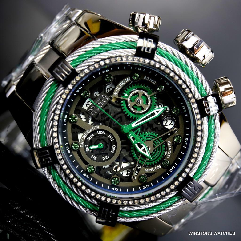 Invicta Reserve Bolt .33CTW Diamonds Steel Chronograph Swiss Mvt 52mm Watch New
