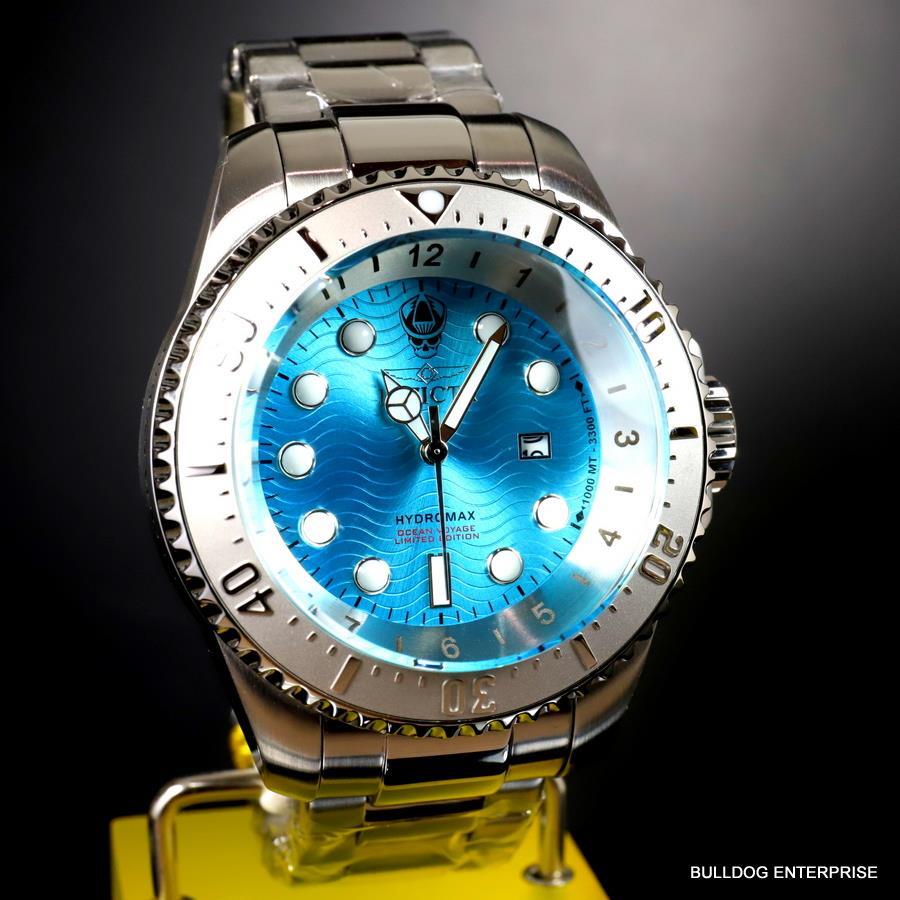 Invicta Hydromax Ocean Voyage Aqua Blue Steel Chronograph Limited Edtn 52mm New