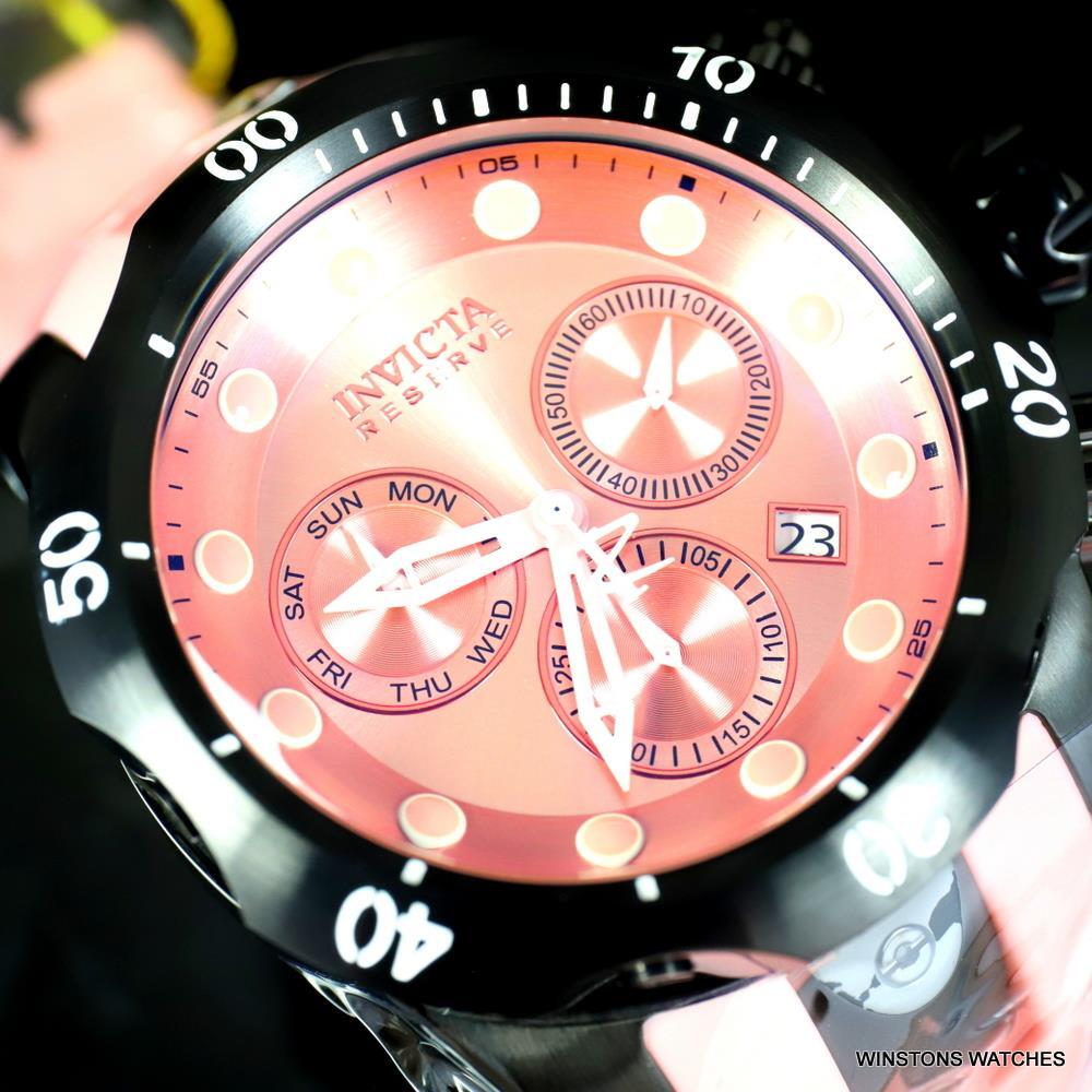 Invicta Reserve Venom Pink Silicone Black Swiss Mvt Chronograph 52mm Watch New