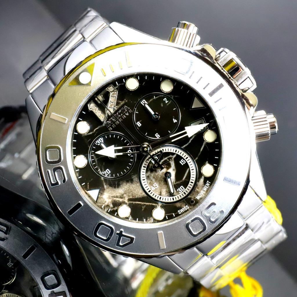 Invicta Masterpiece Reserve Grand Diver Black Marble Diamond Swiss ETA Watch