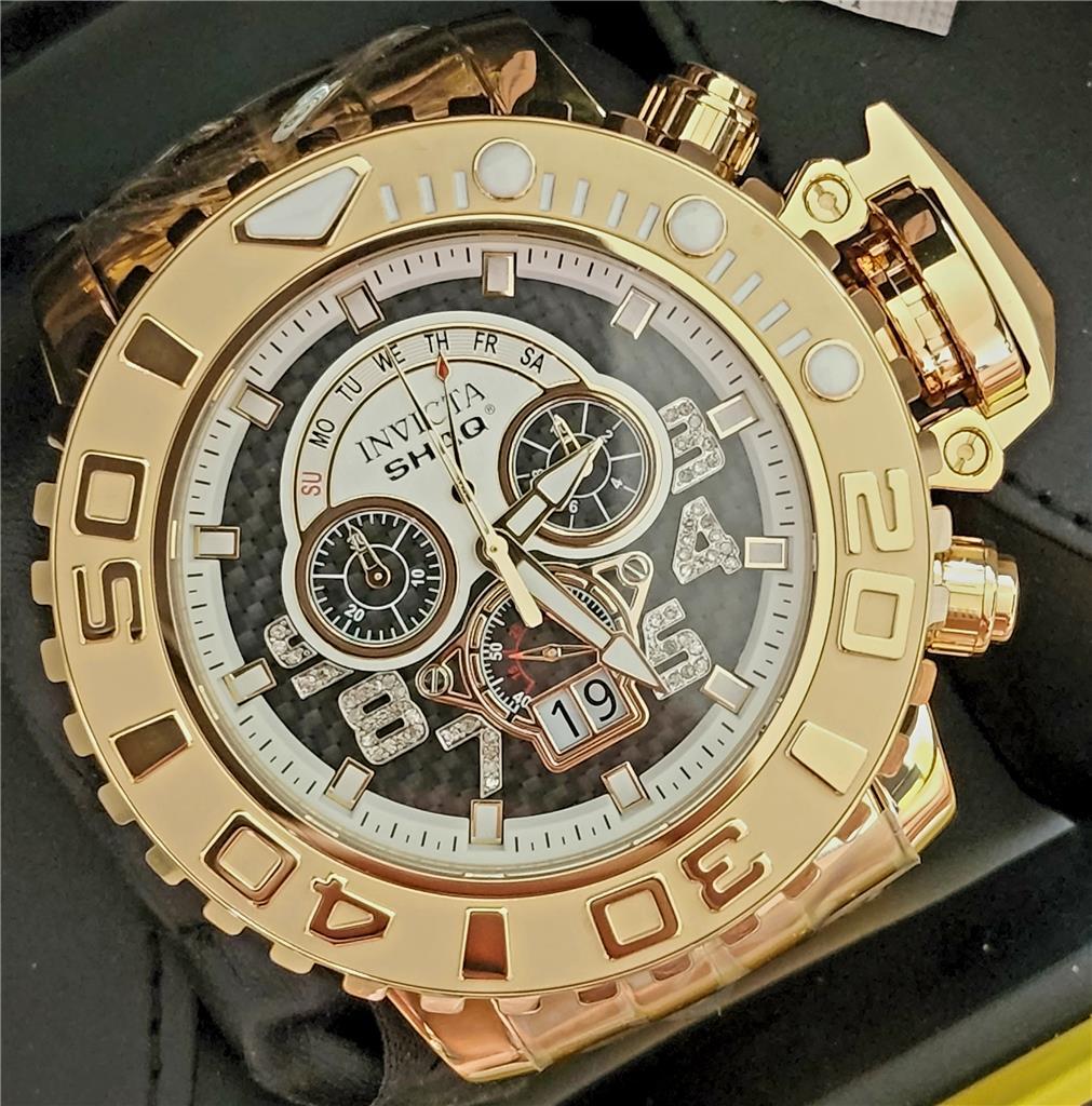 Invicta Shaq Sea Hunter Gen II Diamond Gold Plated Steel 62mm Swiss Watch New