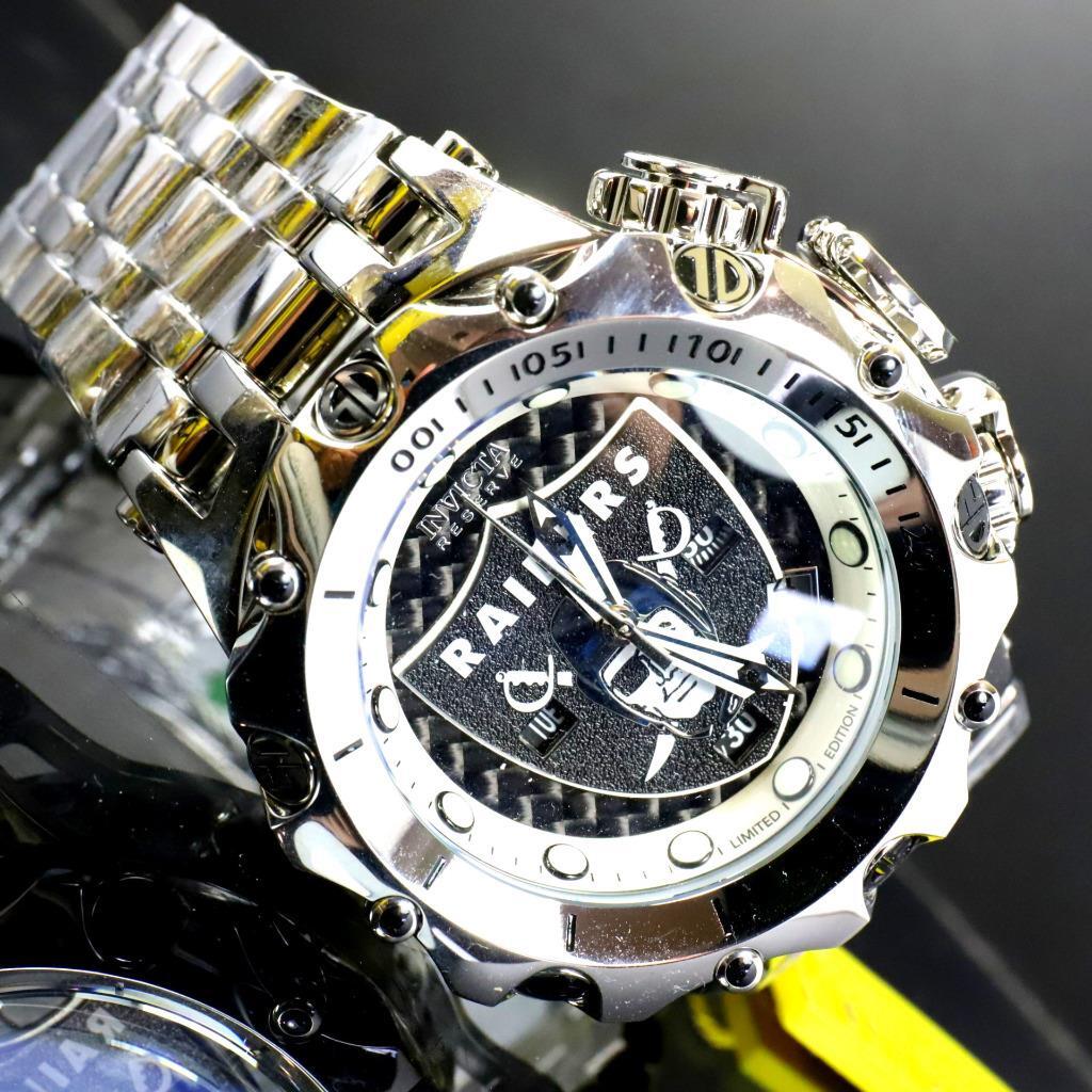 Invicta NFL Reserve Venom Hybrid Fusion Las Vegas Raiders Steel Swiss Watch New