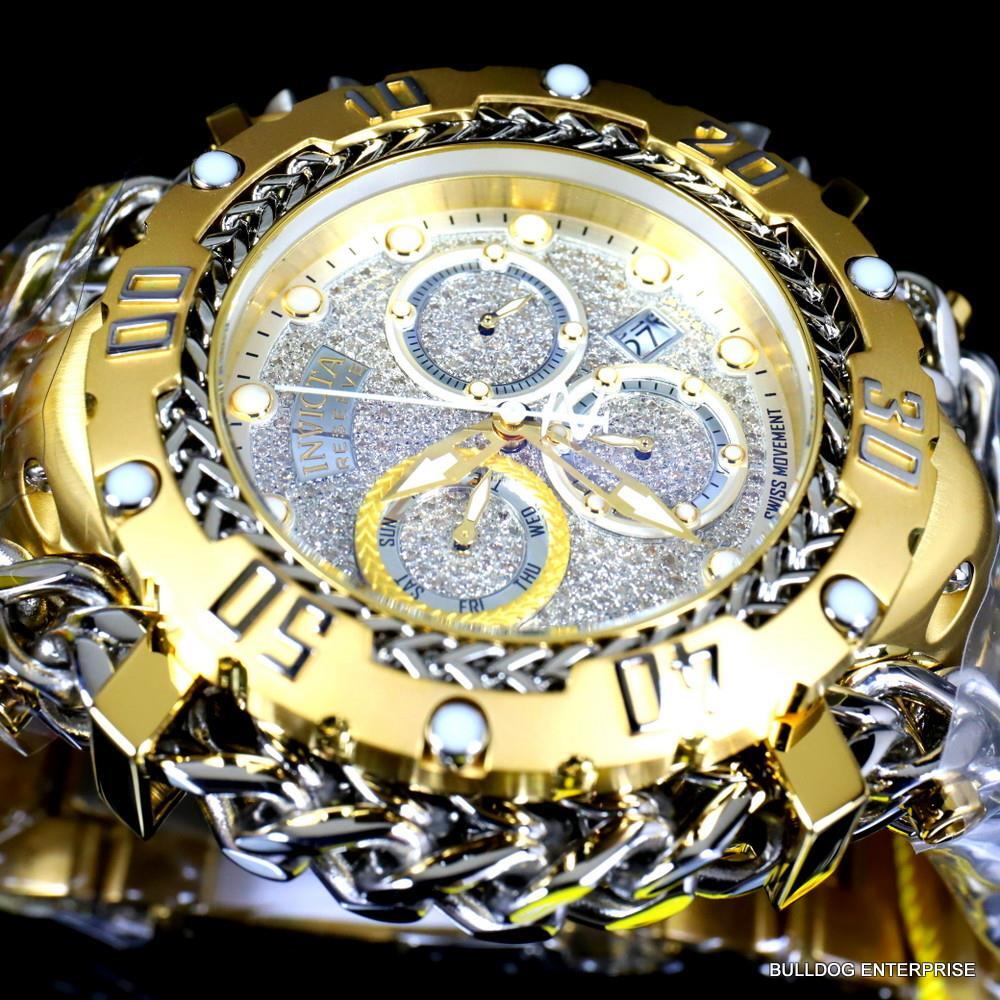 Invicta Reserve Gladiator 1.17CTW Diamond Gold Plated Steel Swiss 61mm Watch New