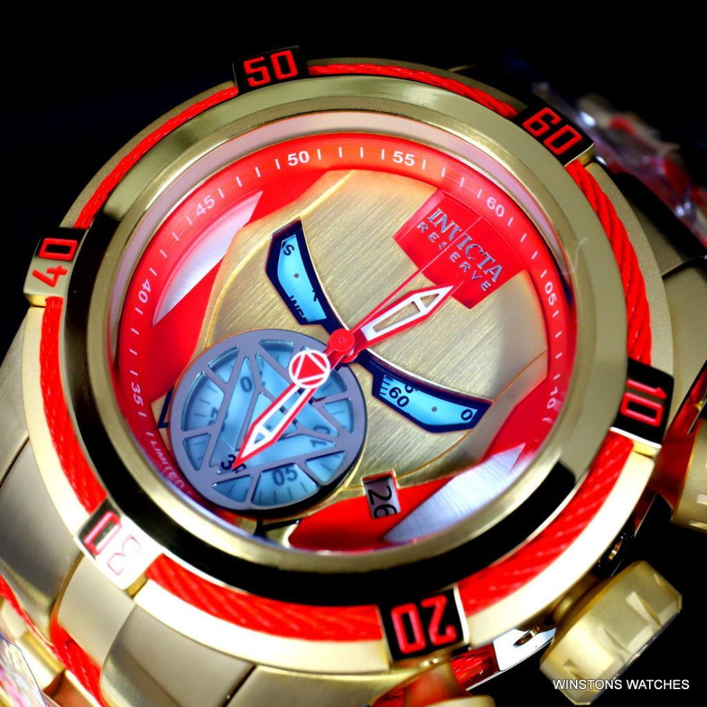 Invicta Reserve Bolt Zeus Marvel Iron Man 52mm Steel Swiss Mvt Blue Watch New
