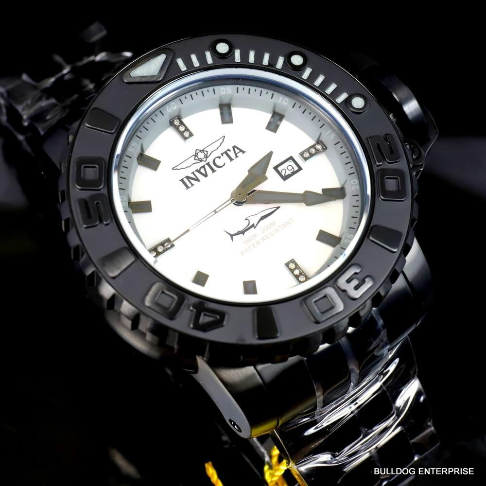 Invicta Sea Hunter Gen II Black Steel Platinum Automatic Diamond 58mm Watch New
