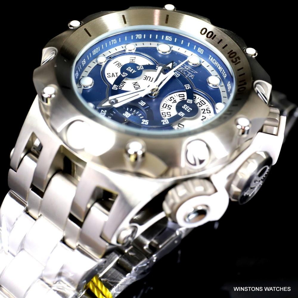 Invicta Reserve Venom Hybrid Swiss Mvt Blue Chronograph Steel Watch 52mm New