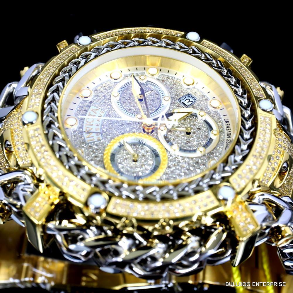 Invicta Reserve Gladiator 2.92CTW Diamond 2 Tone Gold Plate Swiss 61mm Watch New