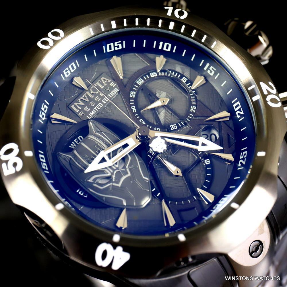 Invicta Marvel Black Panther Reserve Venom 52mm Steel Swiss Mvt Chrono Watch New