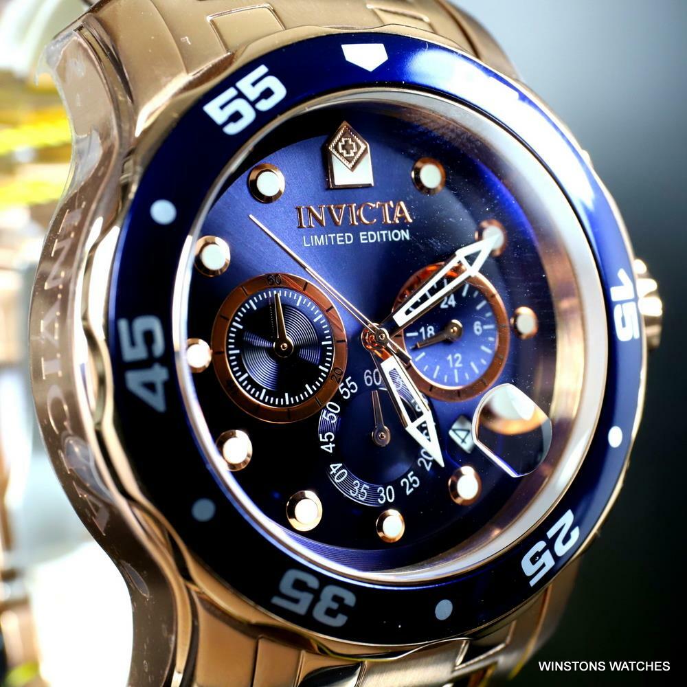 Invicta Pro Diver Scuba Rose Gold Plated Limited Edition 48mm Blue Watch New