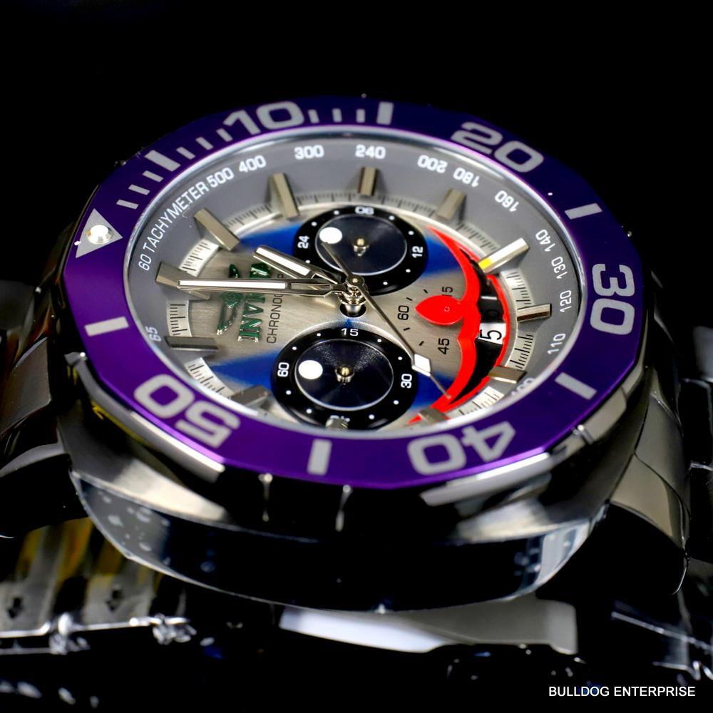 Invicta DC Comics Joker Purple Black Steel Chronograph Limited Ed Watch 52mm New