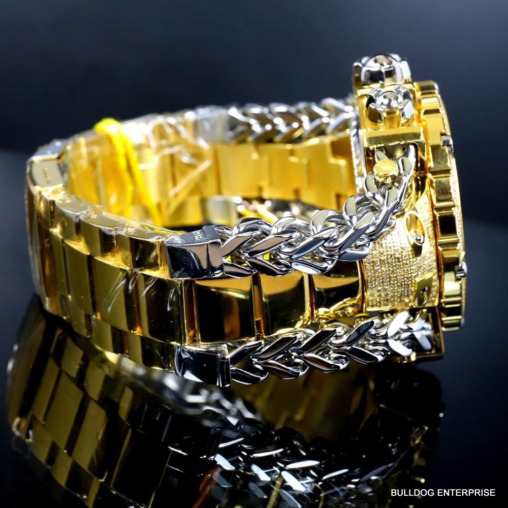 Invicta Reserve Gladiator 2.92CTW Diamond 2 Tone Gold Plate Swiss 61mm Watch New