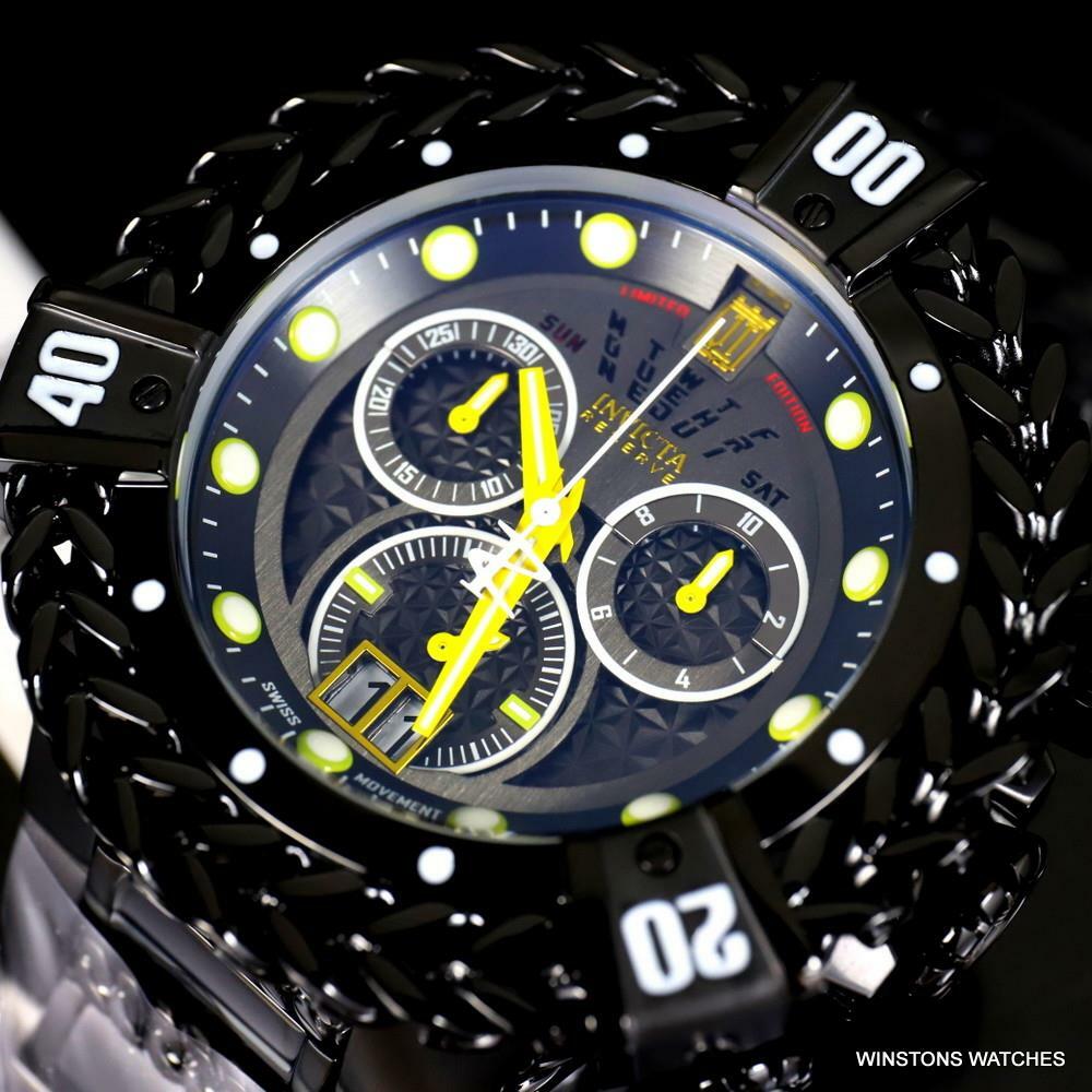 Invicta JT Hercules Bolt Reserve Black Steel Swiss Chronograph 56mm Watch New